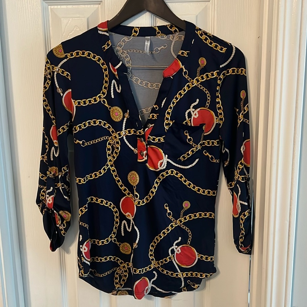 Nice dna couture Blu/Gold/Red Blouse Women Size M